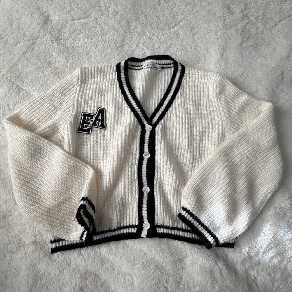 SHEIN Cream and Black Cardigan